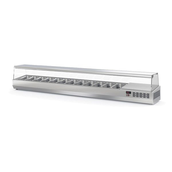 Vaiotec TOPLINE Kühlaufsatz mit Glasabdeckung 12xGN1/4, 2545 x 336 mm, 11883