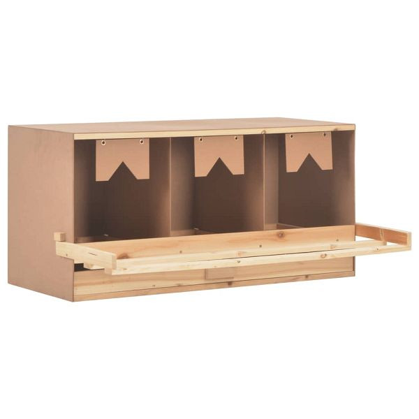vidaXL Legenest für Hühner 3 Fächer 96x40x45 cm Massivholz Kiefer, 170656
