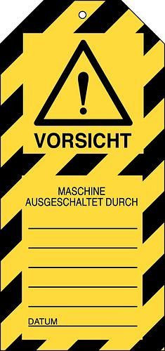 DENIOS Anhänger für Warnhinweis "Vorsicht", inkl. Kabelbinder, VE: 10 Stück, 209705