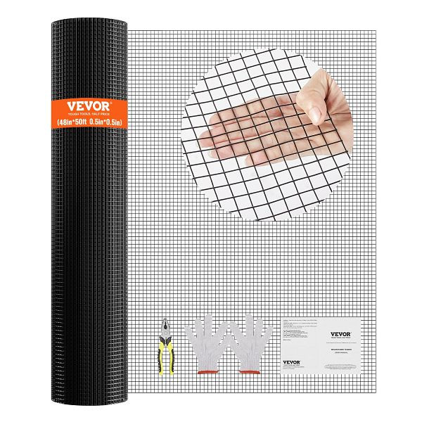 VEVOR Volierendraht 122 x 1524 cm, Gartenzaun, 1,06 mm Maschendrahtzaunrolle, Vinylbeschichtet für Hühnerstallbarrieren, JSGSWL48IN50LQO4LV0
