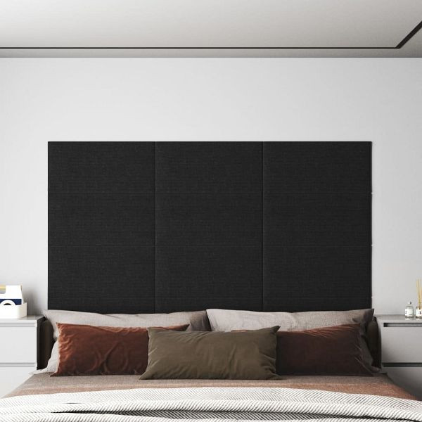 vidaXL Wandpaneele 12 Stück Schwarz 60x30 cm Stoff 2,16 m², 343852