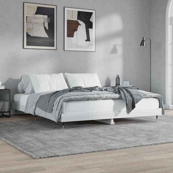 vidaXL Bettgestell Hochglanz-Weiß 160x200 cm Holzwerkstoff, 832127