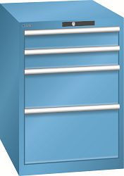 LISTA Schubladenschrank 27x36E (BxTxH) 564x725x800mm KEY Lock, 4 Schubladen, Farbe: Lichtblau, 14.371.010
