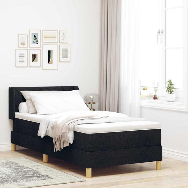 vidaXL Boxspringbett mit Matratze Schwarz 90 x 190 cm Stoff, 3341330