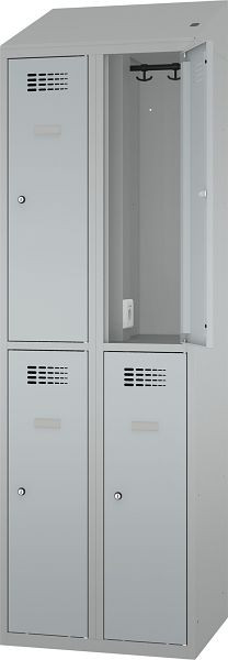 Eurobox Garderobenspind Strom, 2 Abteile, mit Steckdose, 300 mm, 1100-030202