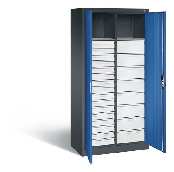 C+P Werkzeugschrank Acurado, H1950xB930xT500mm, Farbe: Schwarzgrau / Enzianblau, Muldengriff, 8921-303 S10067