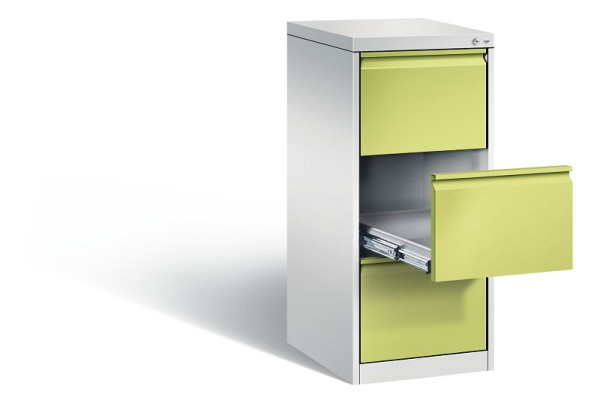 C+P Karteischrank Acurado, H1045xB433xT590mm, Farbe: Lichtgrau / Viridingrün, Griffleiste, 12423-321 S10025
