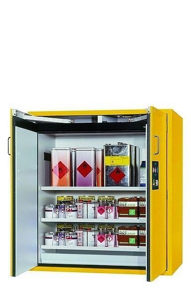 asecos Sicherheitsschrank S-CLASSIC-90, S90.129.120.WDAS in sicherheitsgelb RAL 1004 mit 3x Fachboden (Stahlblech), 30122-002-30158