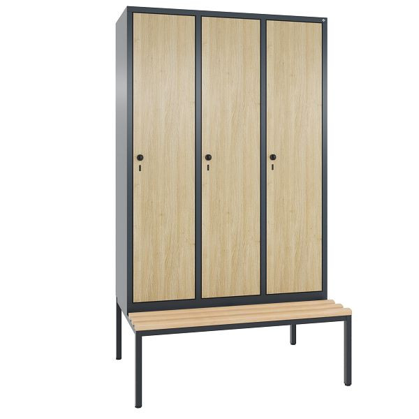 C+P Spind Evolo, 3 Abteile, H2090xB1200xT815 mm, Anthrazit/MDF Eiche, 48050-32 S10693