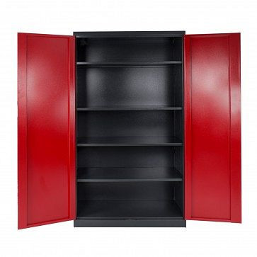 ADB Stahlschrank XXL, Maße (B x H x T): 1100 x 1920 x 580 mm, Farbe: Korpus (anthrazitgrau, RAL 7016) Front (feuerrot, RAL 3000), 40913