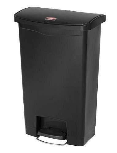 DENIOS Wertstoffsammler aus Polyethylen (PE), Fußpedal an Breitseite, 50 Liter, schwarz, 242404