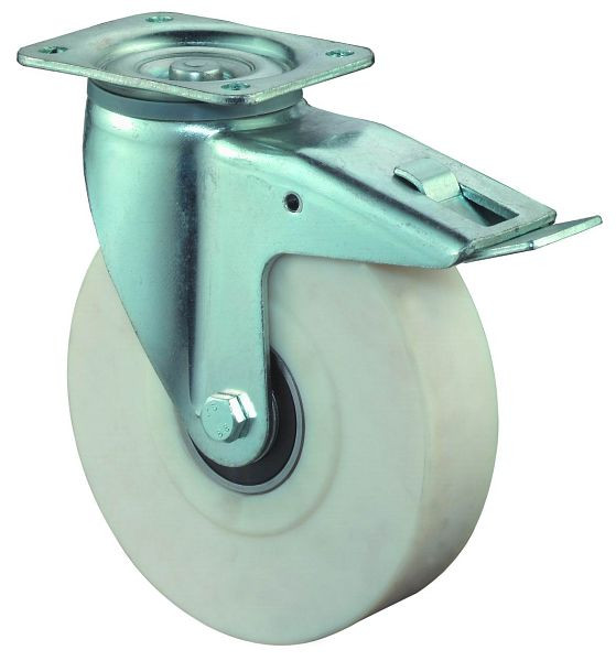 BS Rollen Schwerlastrolle mit Feststeller, Breite 55 mm, Ø125 mm, bis 1000 kg, Lauffläche/Radkörper Polyamid gegossen, Kugellager, L620.B16.125