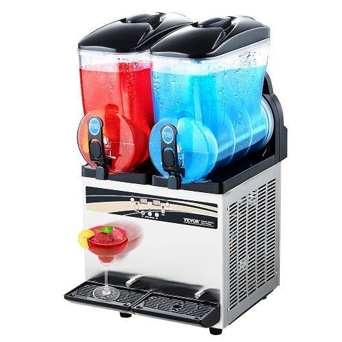 VEVOR Frozen Drink Maker, 2x15L Slush-Maschine, Edelstahl, für 120 Tassen, ideal für Partys, Restaurants, Bars, CGXXRJX215LSN1G19V2