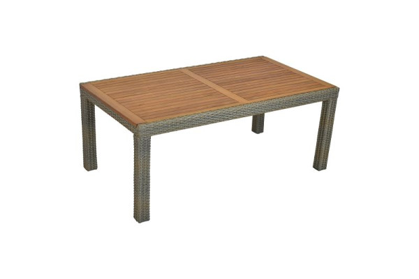 Merxx Tisch mit Akazientischplatte, 180 x 100 cm, Alumiuniumgestell mit Kunststoffgeflecht, Akazienholz, 28389-277