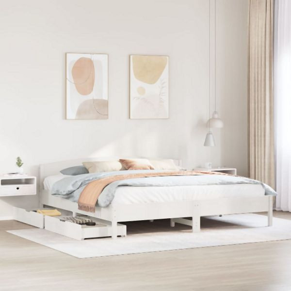 vidaXL Massivholzbett ohne Matratze Weiß 180x200 cm Kiefernholz, 3301819
