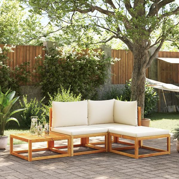 vidaXL 4-teilig Garten-Sofagarnitur mit Kissen Massivholz Akazie, 3278870