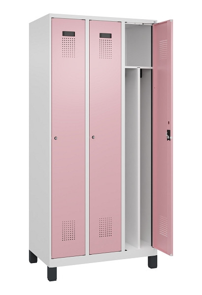 C+P Spind Evolo PLUS, mit Füßen, 3 Abteile, 1950x900x500mm, 9016/3015, Verschluss Zylinderschloss, 049010-30F S10045