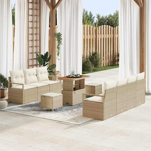 vidaXL Garten-Sofa-Set 10-teilig Beige und Creme 90 x 55 x 71 cm, 3364441