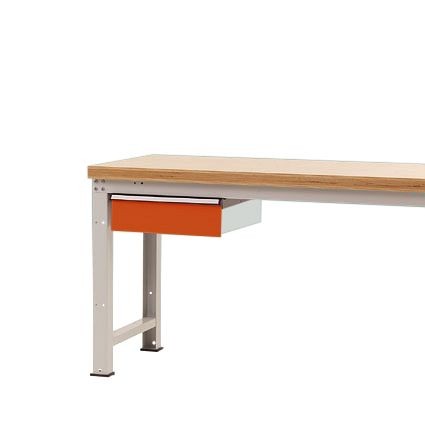 Manuflex Einzelschubfach in Rotorange RAL 2001, Mit Zylinderschloss, für Tischtiefe 700 mm, BxTxH= 425 x 550 x 135mm, Rotorange, ZB2082.2001
