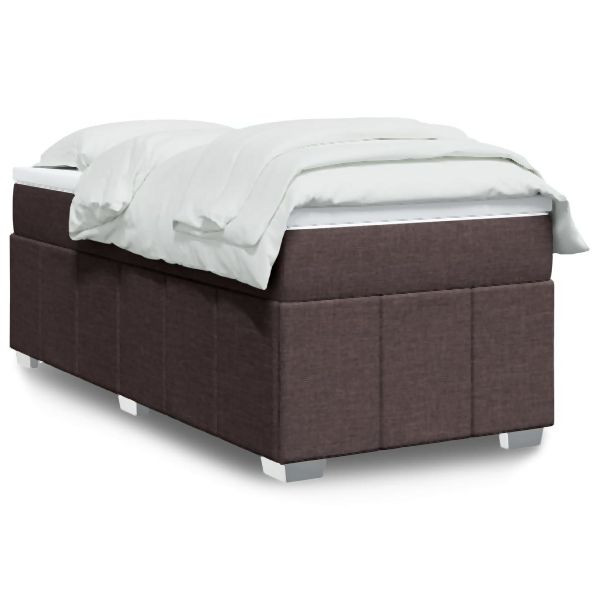 vidaXL Boxspringbett mit Matratze Dunkelbraun 100x200 cm Stoff, 3285452