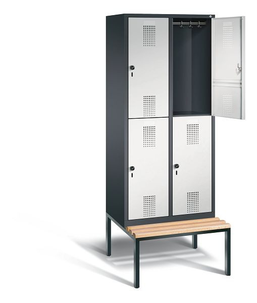 C+P Spind doppelstöckig Evolo, H2090xB810xT815mm, Farbe: Schwarzgrau / Lichtgrau, 48350-22 S10094