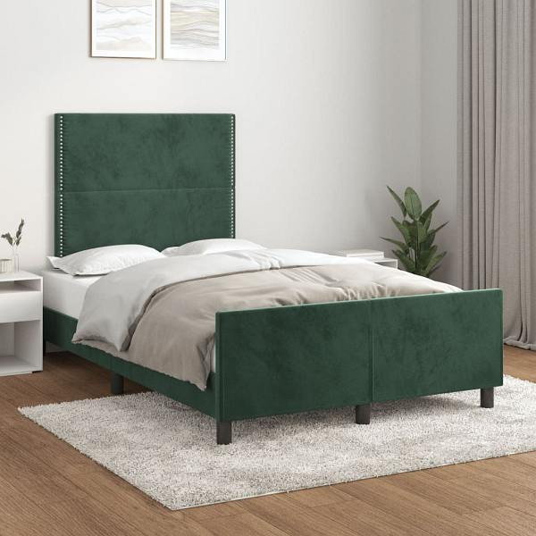 vidaXL Bettgestell mit Kopfteil Dunkelgrün 120x190 cm Samt, 3270575
