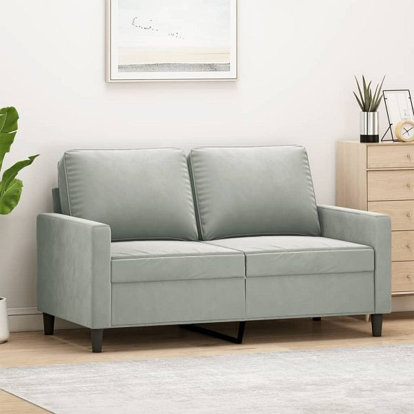 vidaXL 2-Sitzer-Sofa Hellgrau 120 cm Samt (Polyester), 359189
