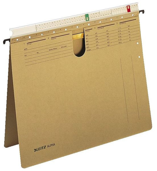 LEITZ 1934 Hängehefter ALPHA®, kfm. Heftung, Organisationsleiste, Natronkarton, naturbraun, 19340000