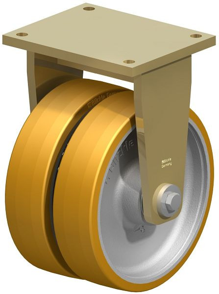 Blickle BSD-GTH 302K Stahlgeschweißte Schwerlast-Doppel-Bockrolle, Blickle Extrathane®, Hellbraun, 294942