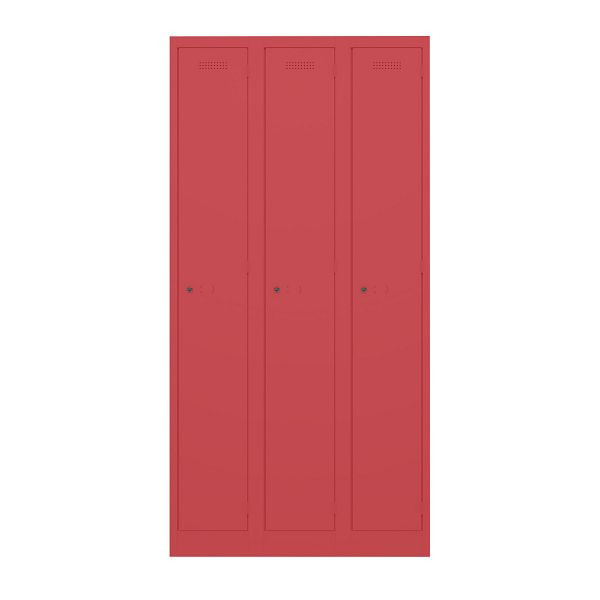 Bisley Garderobenschrank Primary Locker, 3 Abteile, 670 kardinalrot, PL3050T1670
