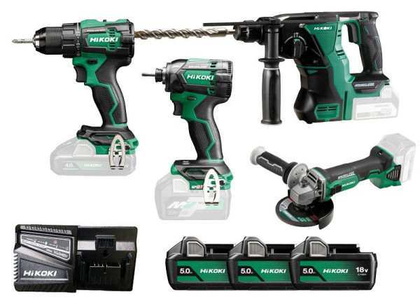 HiKOKI 18V Akku Combo-Kit (DS18DE+WH18DC+G18DBL+DH18DBL), 3 x 5.0Ah inkl. Tasche, KC18DE (5.0) (Transporttasche) DS18DE+WH18DC+G18DBL+DH18DBL, KC18DEWHZ