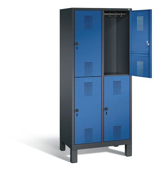 C+P Spind doppelstöckig Evolo, H1850xB810xT500mm, Farbe: Schwarzgrau / Enzianblau, 48310-22 S10052