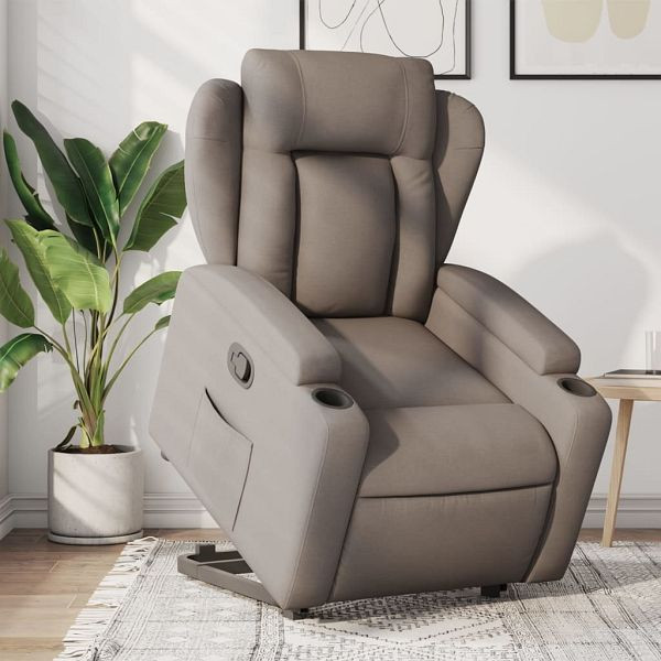 vidaXL Relaxsessel mit Aufstehhilfe Taupe Stoff, 3204490