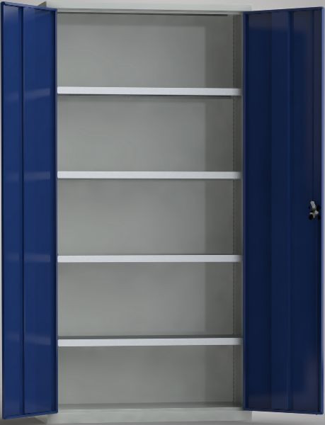 KLW Universalschrank mit abschließbaren Flügeltüren, 2000x1000x430mm, 4 verstellbare Fachböden (80 kg Belastung) verzinkt, 7FN-NF2000TD-0204XRB