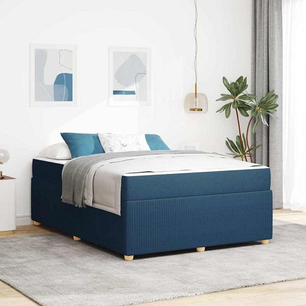 vidaXL Bettgestell mit Matratze mit Matratze Blau 160 x 200 cm Stoff, 3398411