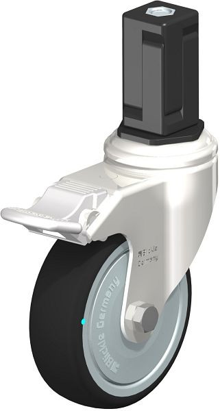 Blickle LKRXA-PATH 101KD-11-FI-FK-EXV15 Edelstahl-Apparate-Lenkrolle mit Expander & Feststeller, Thermoplastisches Polyurethan, Grau, 853454