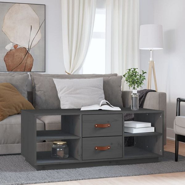 vidaXL Couchtisch Grau 100x50x41 cm Massivholz Kiefer, 818272