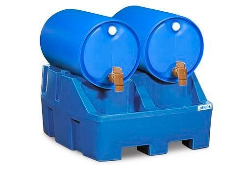 DENIOS Abfüllstation PolySafe RS aus Polyethylen, blau, für 2 Fässer à 200 Liter, 163131