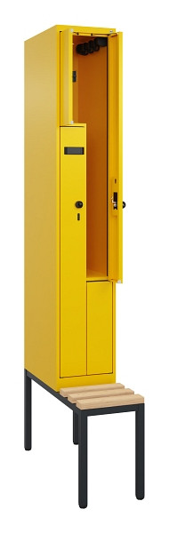 C+P Z-Spind Evolo PLUS, Bank, 2 Fächer, 2120x300x815mm, 1023/1023, Drehriegel, Sitzfläche Buche-Hartholz, Sitzbank, 0490537-102 S10022