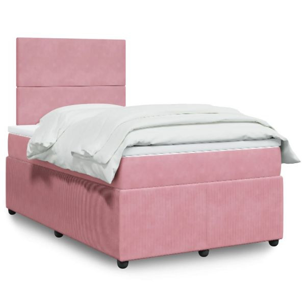 vidaXL Boxspringbett mit Matratze Rosa 120x190 cm Samt, 3294585