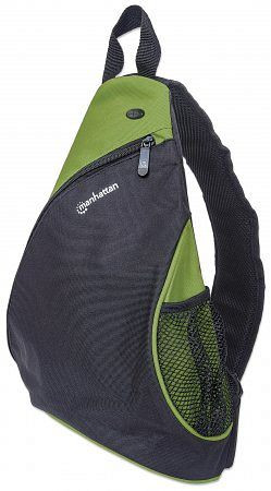 MANHATTAN Dashpack Notebookrucksack, bis 12", "Sling Bag" Style mit nur einem Schultergurt, schwarz/grün, 439848