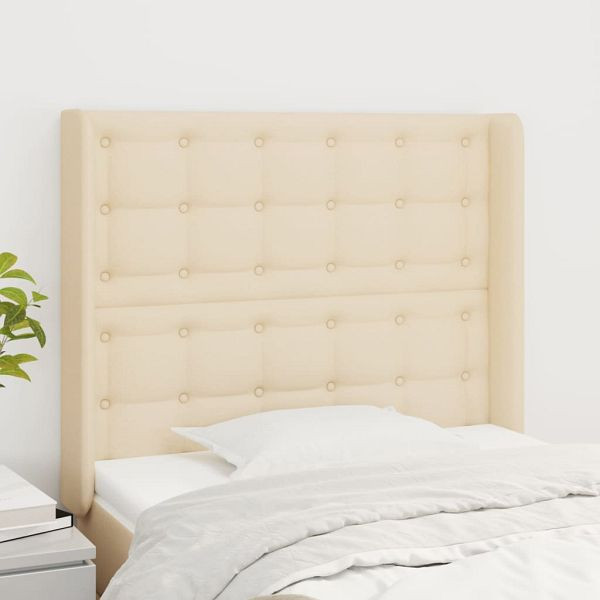 vidaXL Kopfteil mit Ohren Creme 103x16x118/128 cm Stoff, 3120009