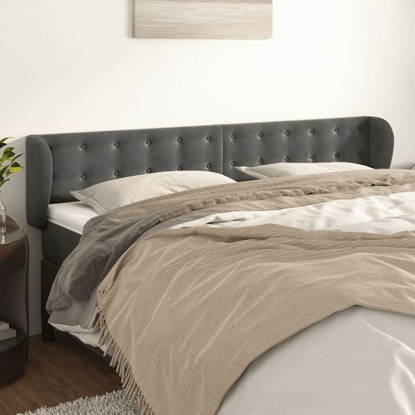 vidaXL Kopfteil mit Ohren Dunkelgrau 163x23x78/88 cm Samt, 3117633