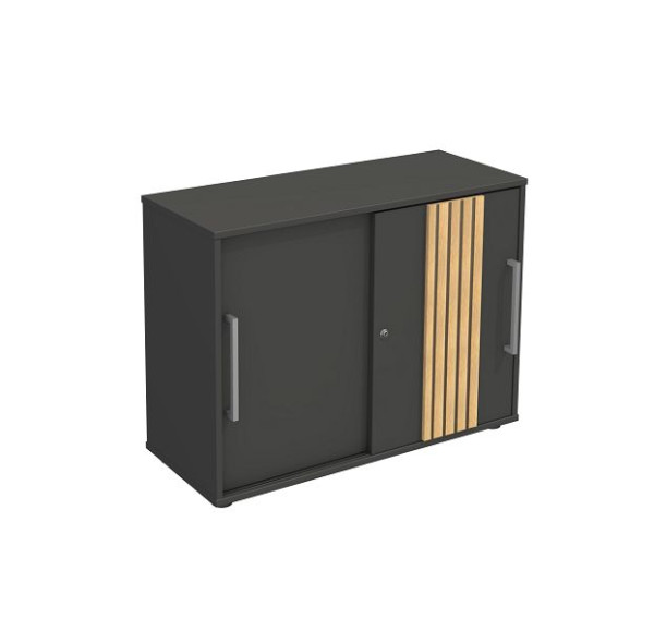 Kerkmann Oxford Schiebetürenschrank, E1 Gütespan mit Melaminharzbeschichtung in 2 OH, Anthrazit/Eiche hell, 13006035