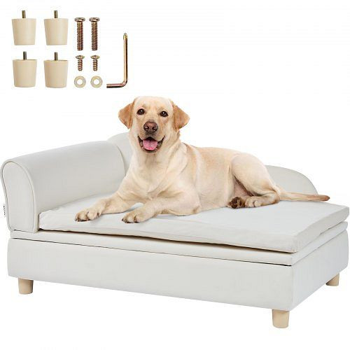 VEVOR Haustiersofa, für große Hunde und Katzen, weiches, samtiges Hundesofabett, 50 kg belastbar weiß, BYCWSFBYZFXDGNAWQV0