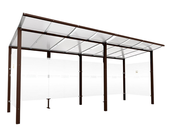 Procity Raucherunterstand Modulo - Ohne Frontverkleidung - Tiefe 1990 mm, Farbe RAL 8017, Maße: Breite 5000 x Höhe 2250 x Tiefe 2000 mm, 529573.8017