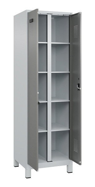 C+P Wäsche-Spind Evolo PLUS, mit Füßen, 2 Abteile, 1950x600x500mm, 7035/0004, Verschluss Zylinderschloss, 049012-20B S10041