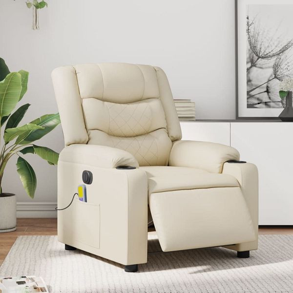 vidaXL Massagesessel Elektrisch Creme Kunstleder, 3206548