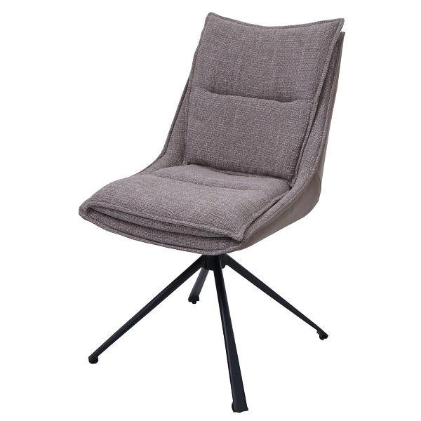 Mendler Esszimmerstuhl HWC-N71, Küchenstuhl, drehbar Auto-Return, Stoff/Textil (420g/m²) Öko-Tex, beige, 108454