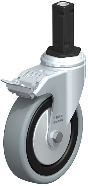 Blickle LKRA-VPA 126G-11-FI-FA-EV13 Apparate-Lenkrolle mit Expander & Feststeller, Vollgummi, Grau, 848352